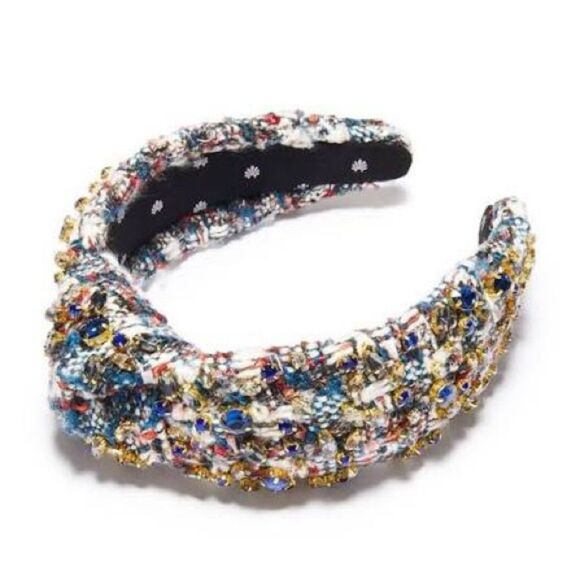 Lele Sadoughi Indigo Fields Tweed Mixed Crystal Headband main image 4